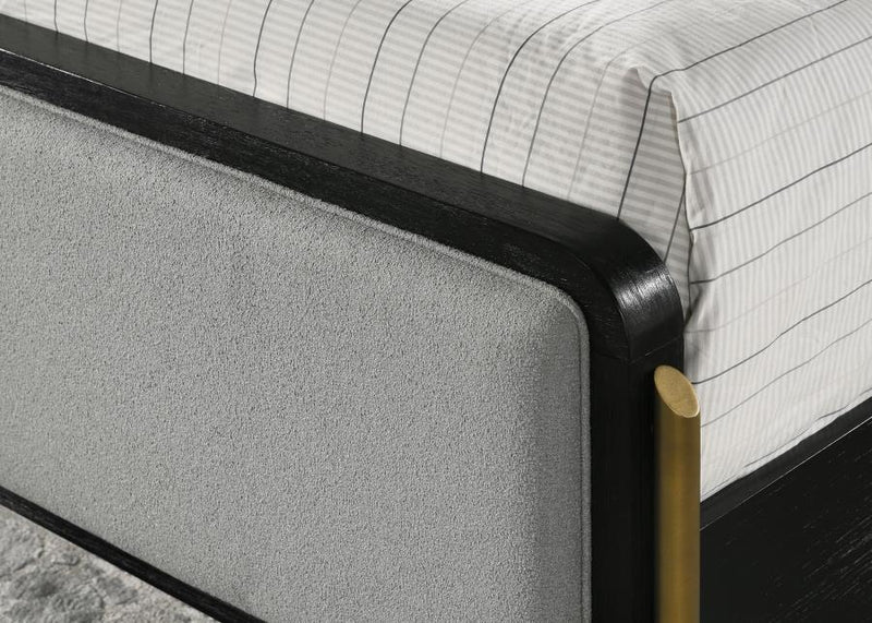 Arini Upholstered Queen Panel Bed Black and Grey-zoom-