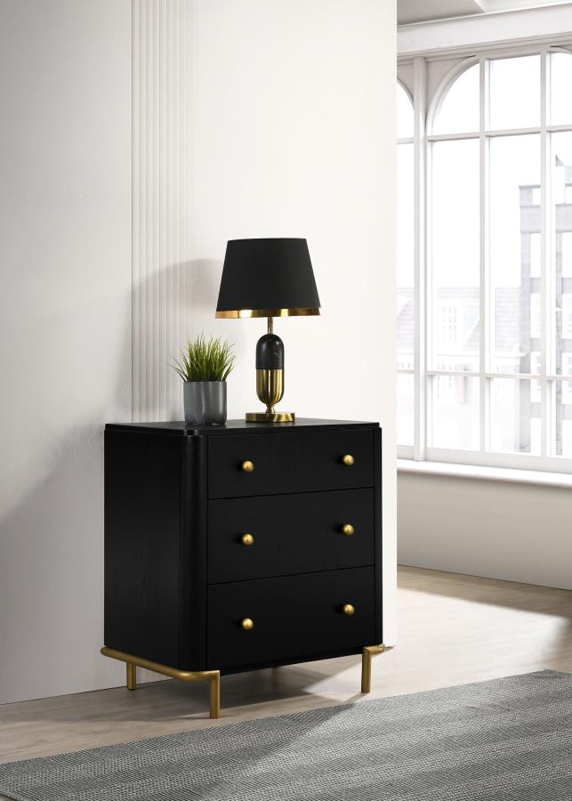 Arini 3-drawer Nightstand Black-zoom-