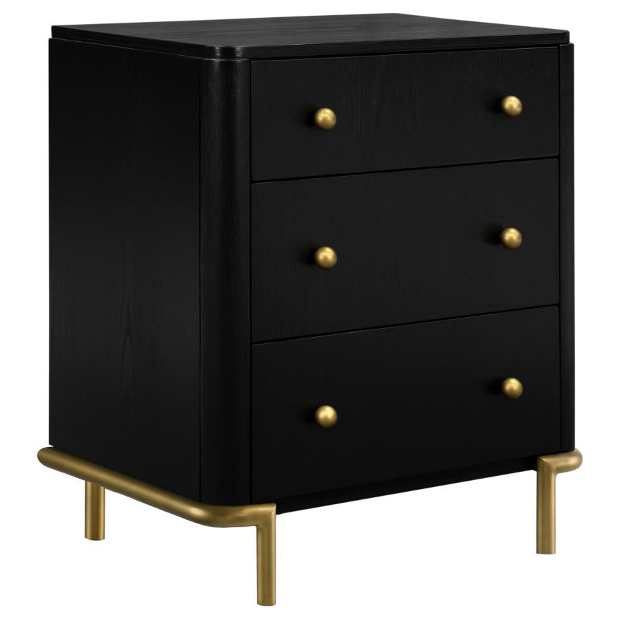 Arini 3-drawer Nightstand Black-1