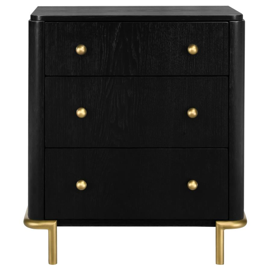 Arini 3-drawer Nightstand Black-zoom-3