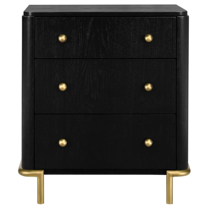 Arini 3-drawer Nightstand Black-zoom-