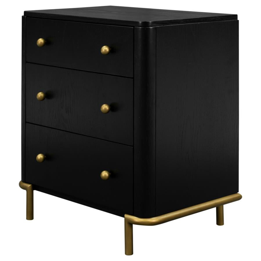 Arini 3-drawer Nightstand Black-zoom-4