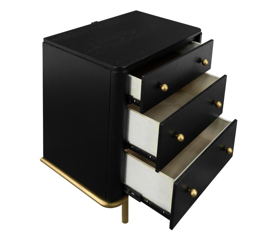 Arini 3-drawer Nightstand Black-zoom-10