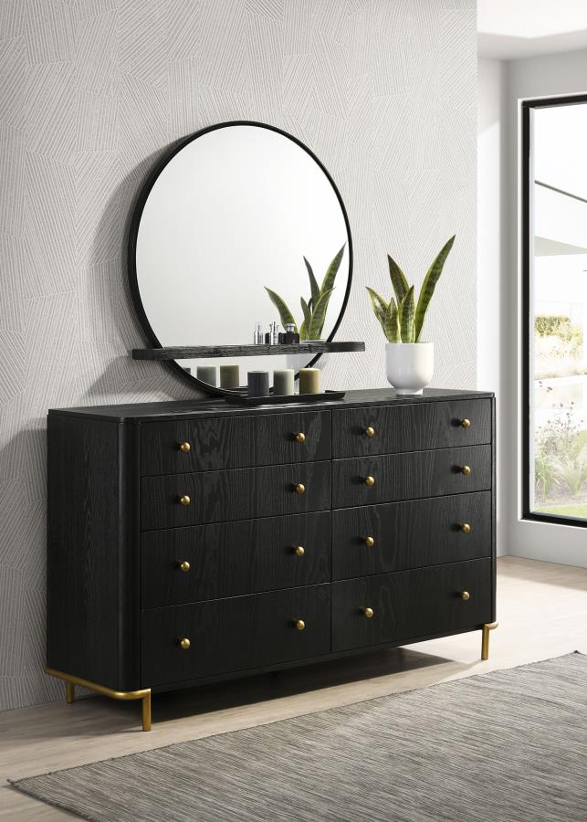 Arini 8-drawer Dresser with Mirror Black-zoom-2