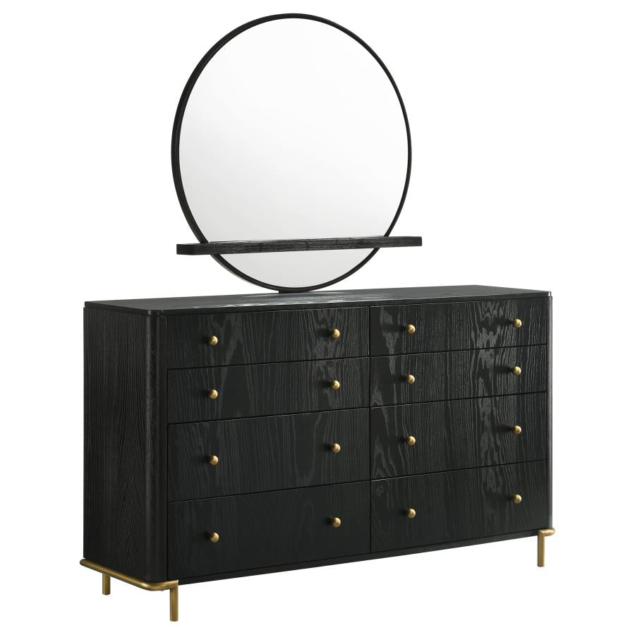 Arini 8-drawer Dresser with Mirror Black-1