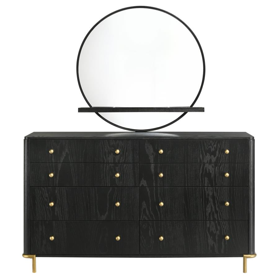 Arini 8-drawer Dresser with Mirror Black-3