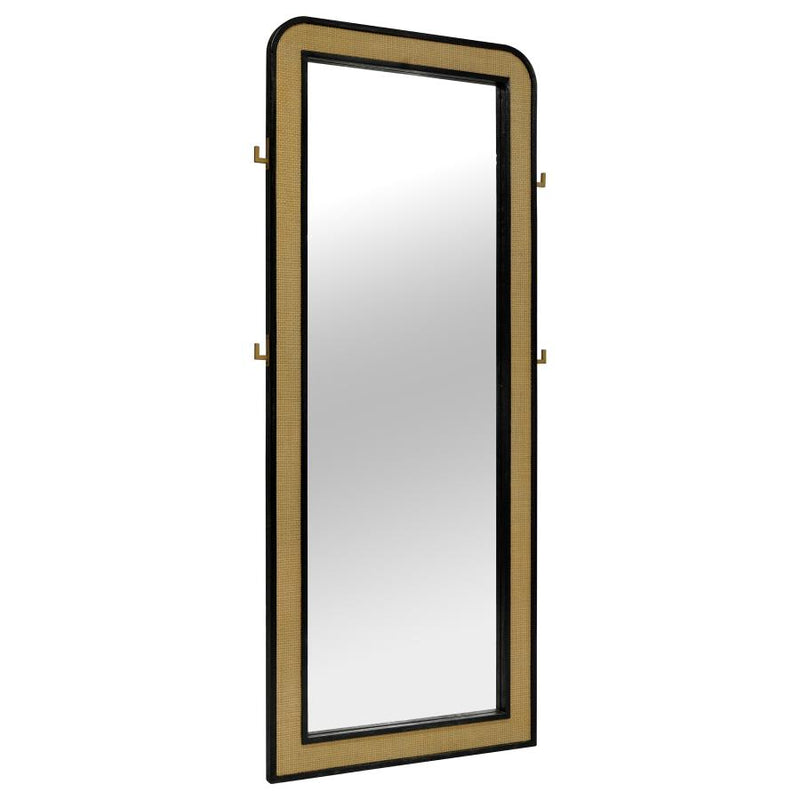 Arini Cane Weave Full Length Standing Floor Mirror Black-zoom-