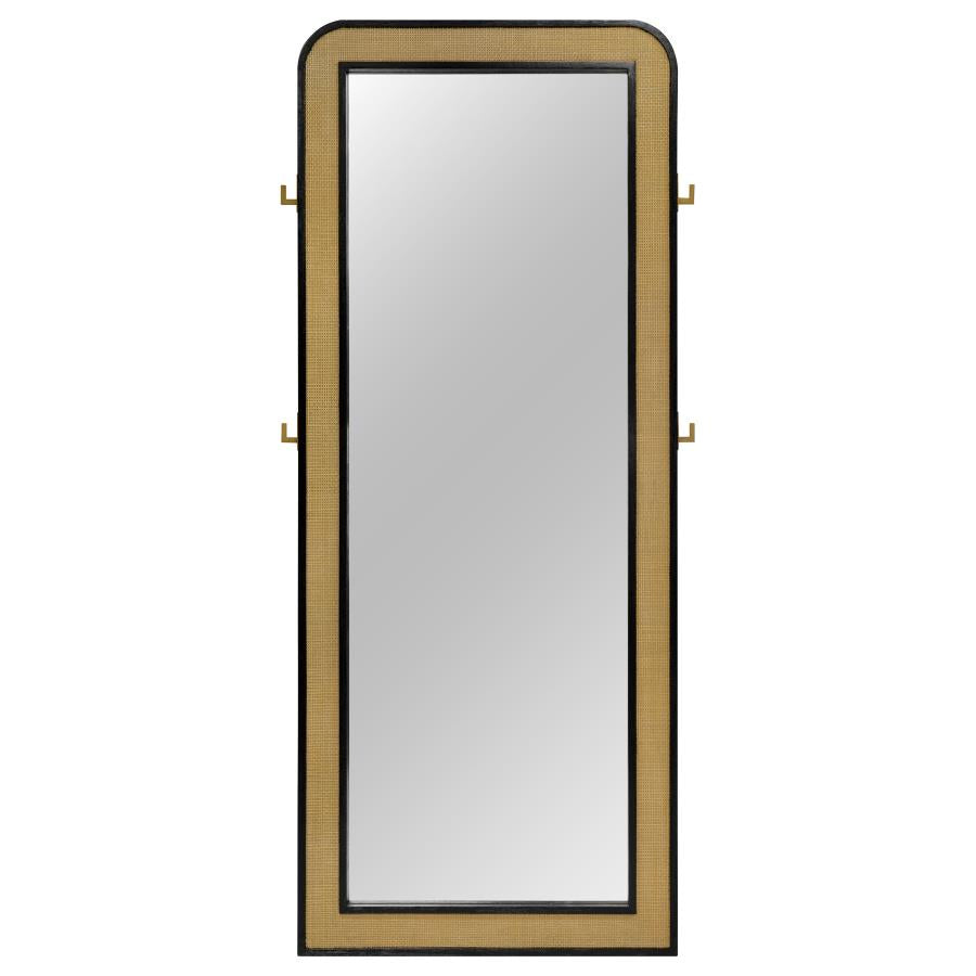 Arini Cane Weave Full Length Standing Floor Mirror Black-zoom-3