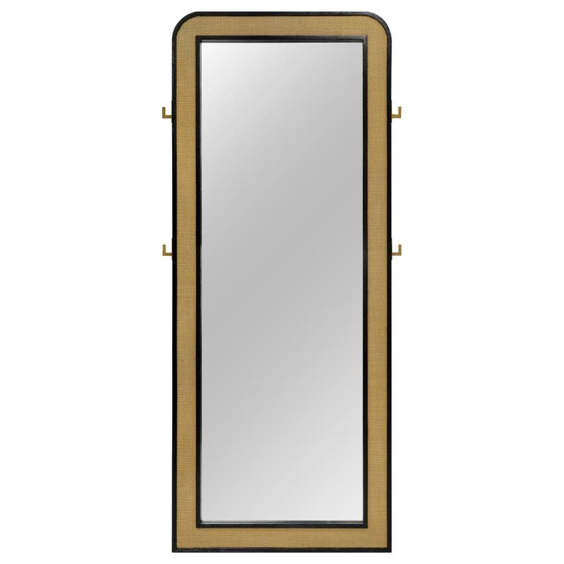 Arini Cane Weave Full Length Standing Floor Mirror Black-zoom-