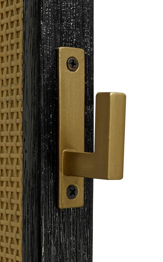 Arini Cane Weave Full Length Standing Floor Mirror Black-zoom-