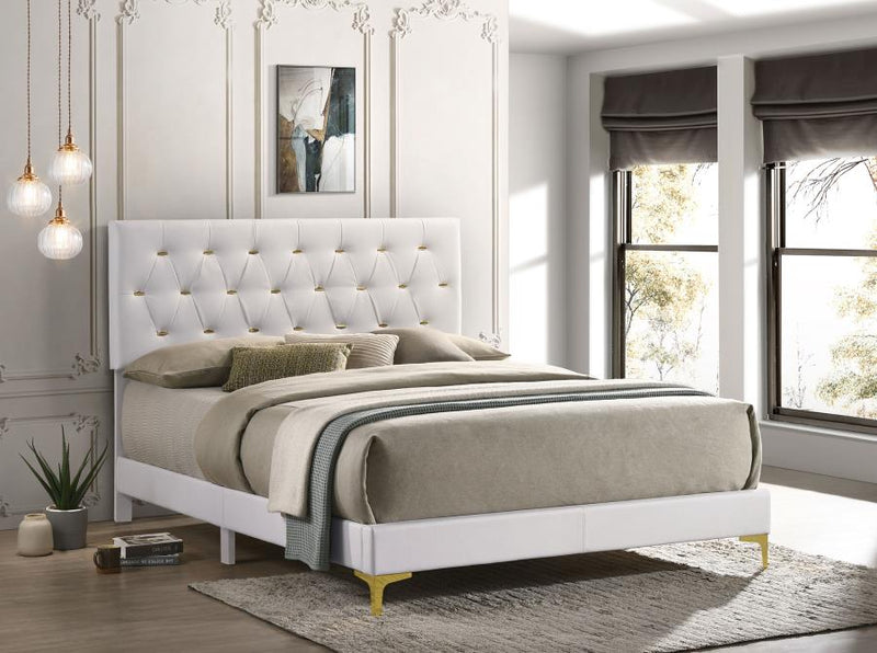 Kendall Upholstered California King Panel Bed White-zoom-