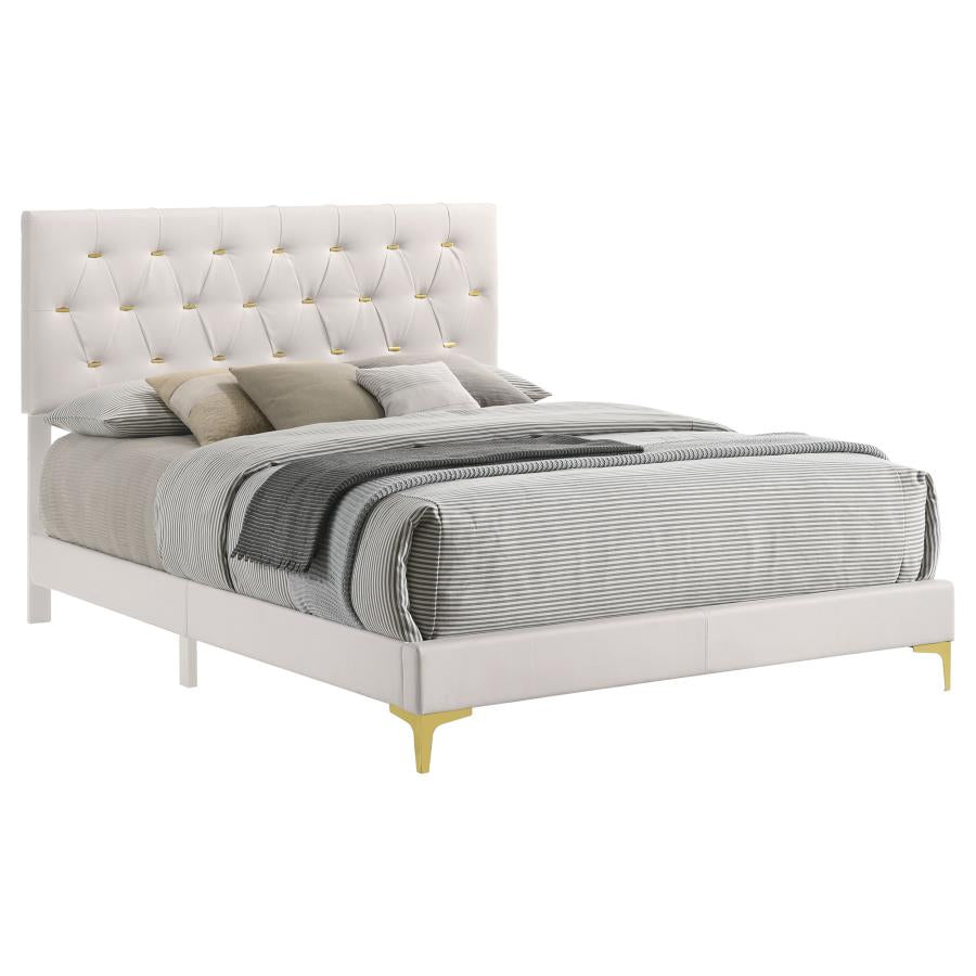 Kendall Upholstered California King Panel Bed White-3