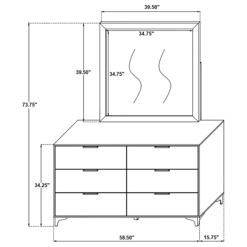 Kendall 6-drawer Dresser with Mirror White-zoom-