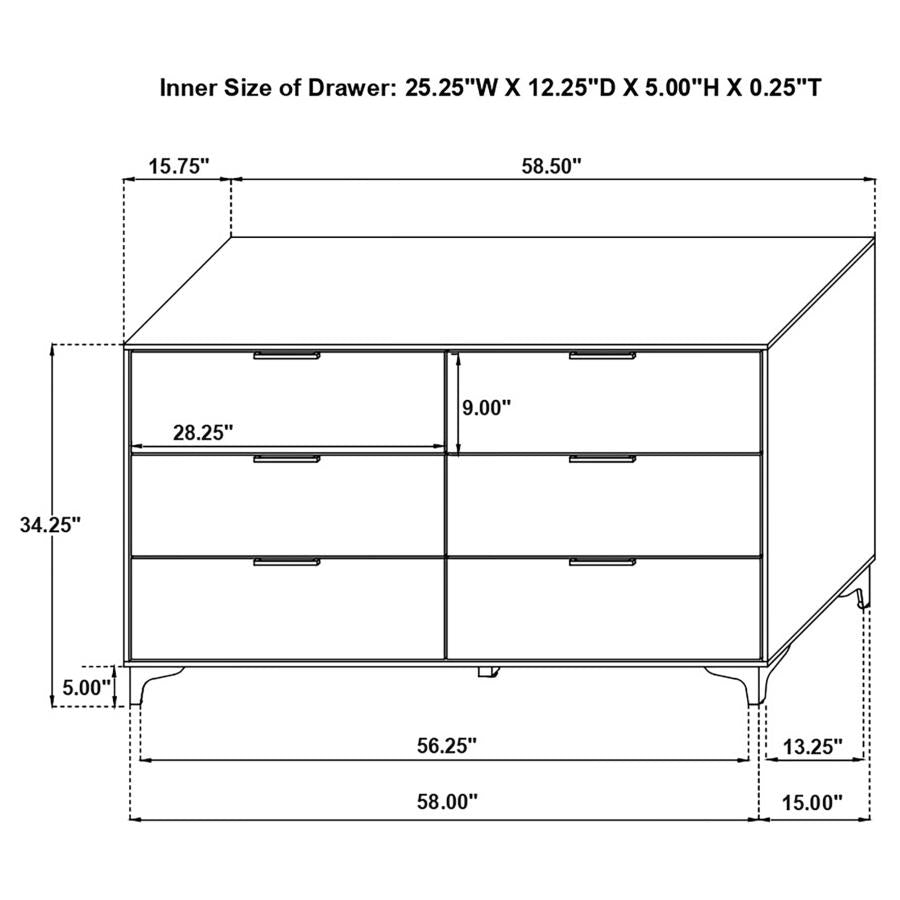 Kendall 6-drawer Dresser White-zoom-7