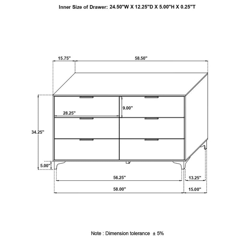 Kendall 6-drawer Dresser White-zoom-