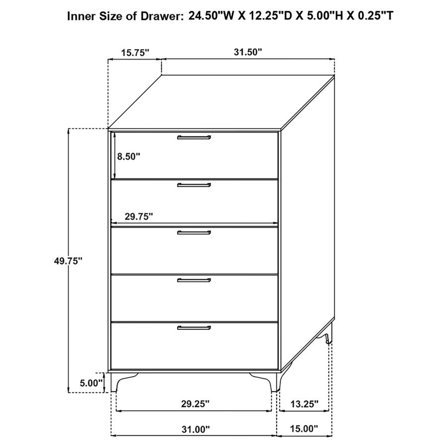 Kendall 5-drawer Bedroom Chest White-7