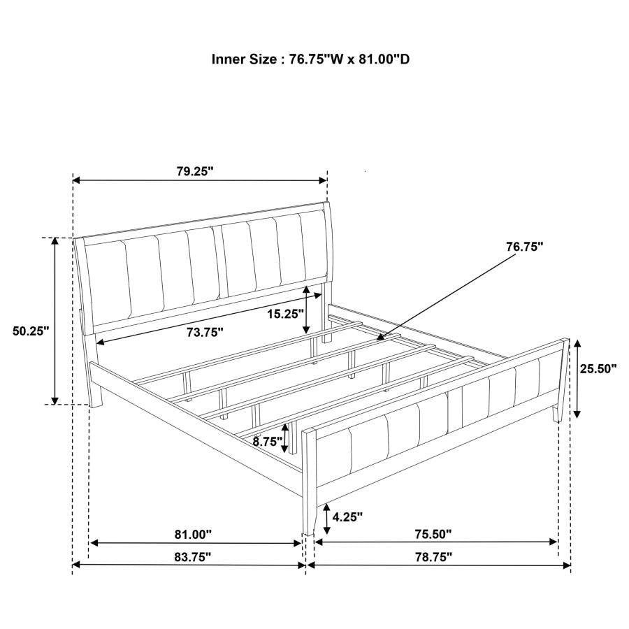 Wilkes 51-inch Upholstered Eastern King Bed Dark Cocoa-11