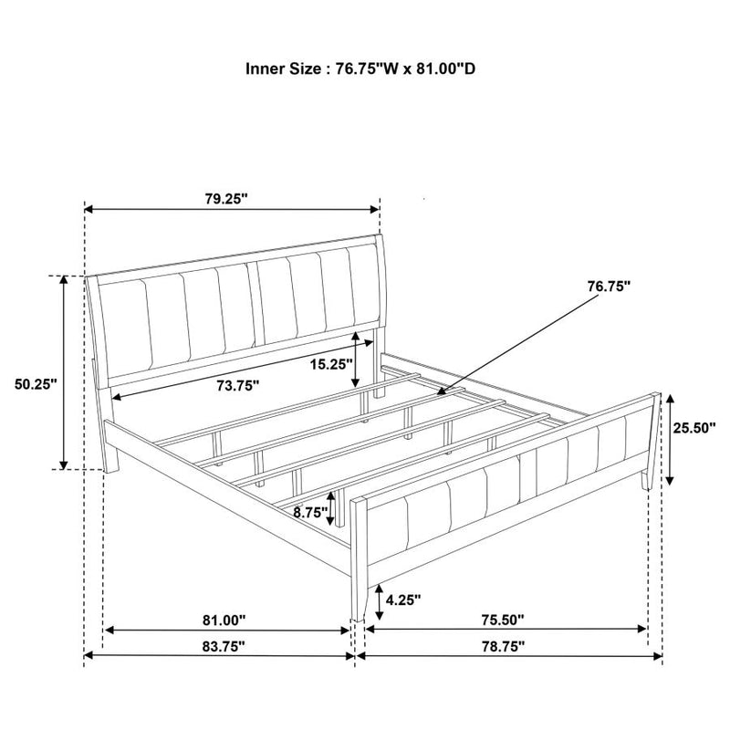 Wilkes 51-inch Upholstered Eastern King Bed Dark Cocoa-zoom-
