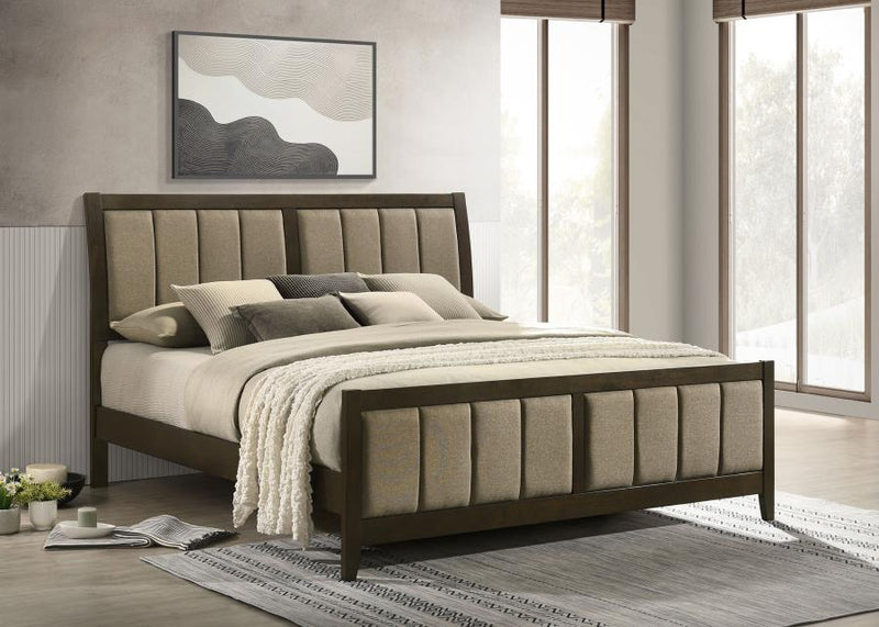 Wilkes 51-inch Upholstered California King Bed Dark Cocoa-zoom-