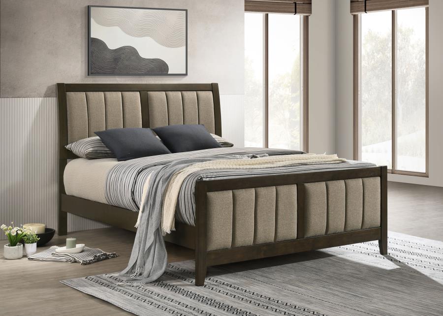 Wilkes 51-inch Upholstered Queen Bed Dark Cocoa-zoom-2