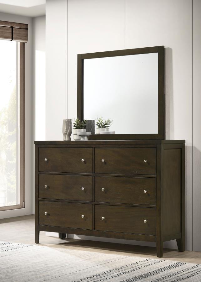 Wilkes 6-drawer Dresser and Mirror Dark Cocoa-zoom-