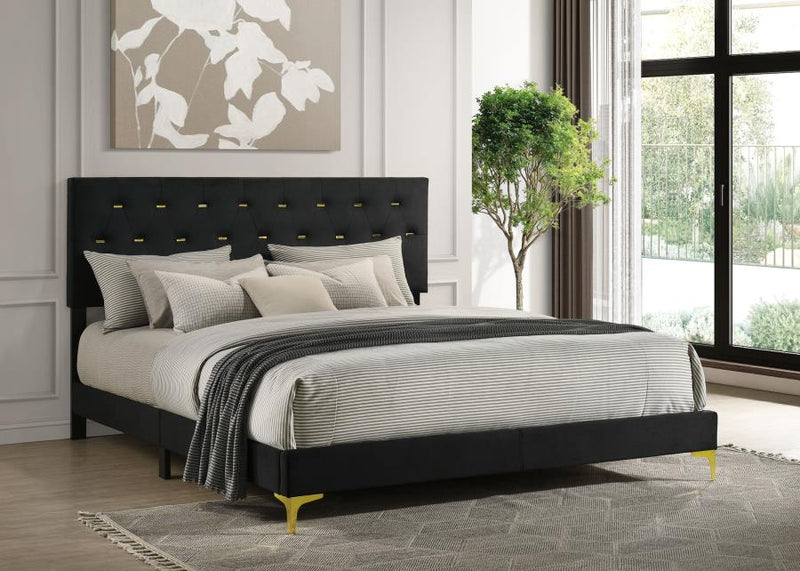 Kendall Upholstered Eastern King Panel Bed Black-zoom-