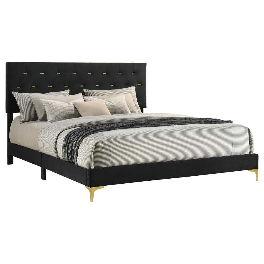 Kendall Upholstered California King Panel Bed Black-3