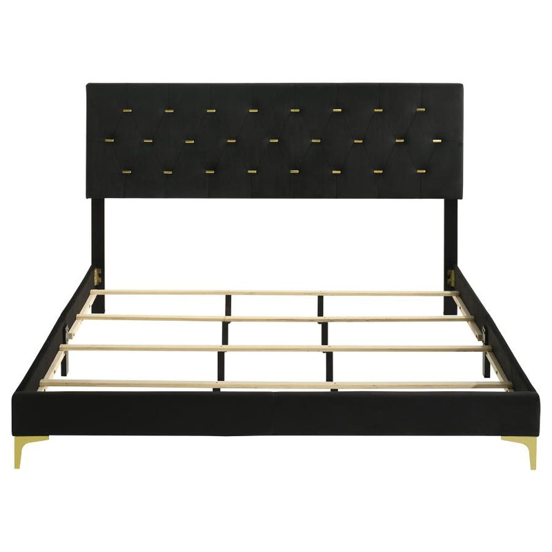 Kendall Upholstered California King Panel Bed Black-zoom-