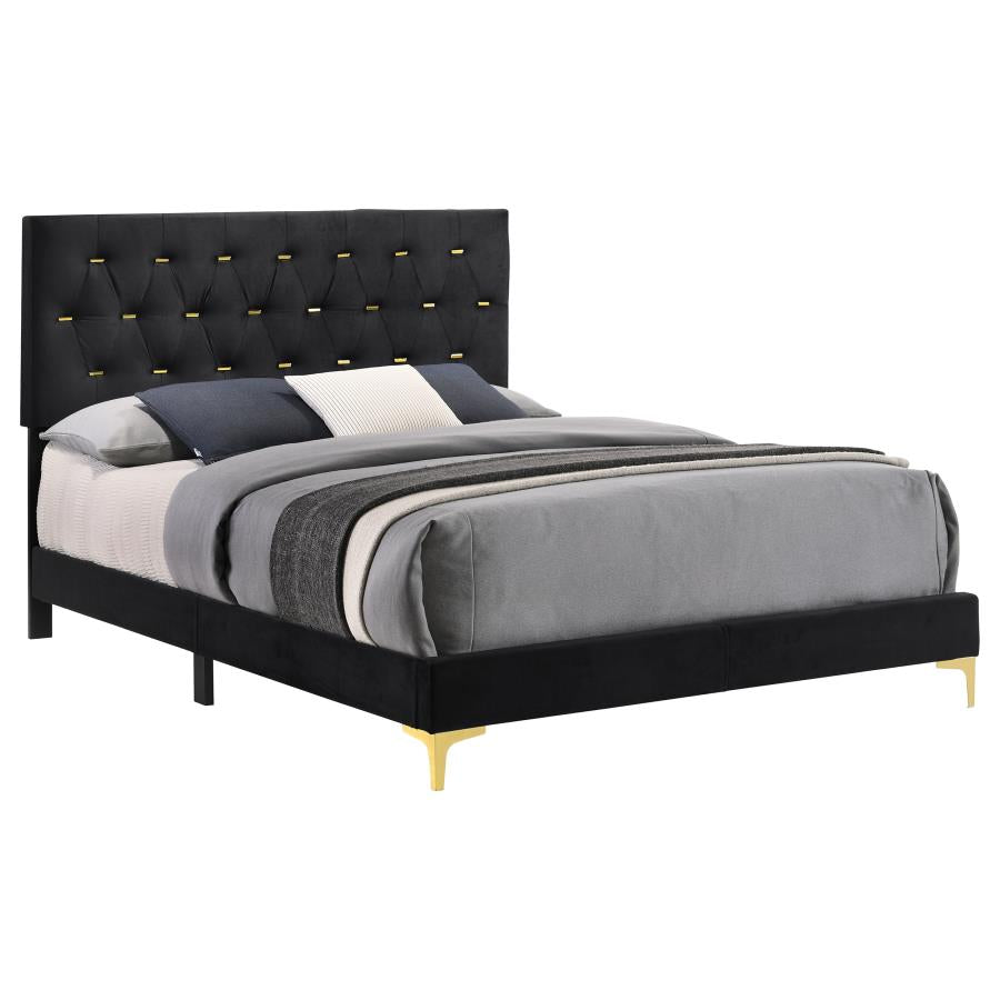 Kendall Upholstered Queen Panel Bed Black-zoom-3