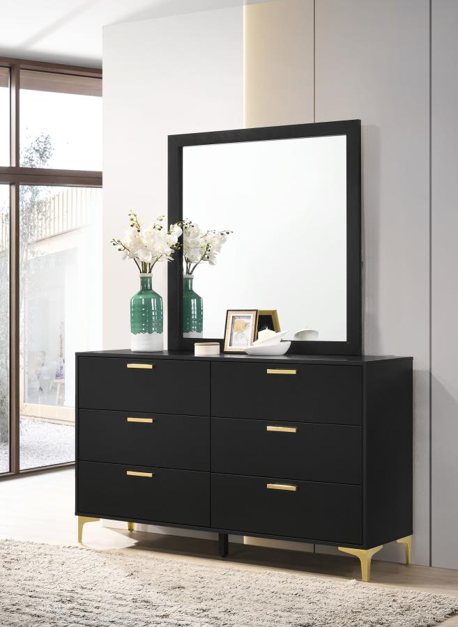 Kendall 6-drawer Dresser with Mirror Black-zoom-