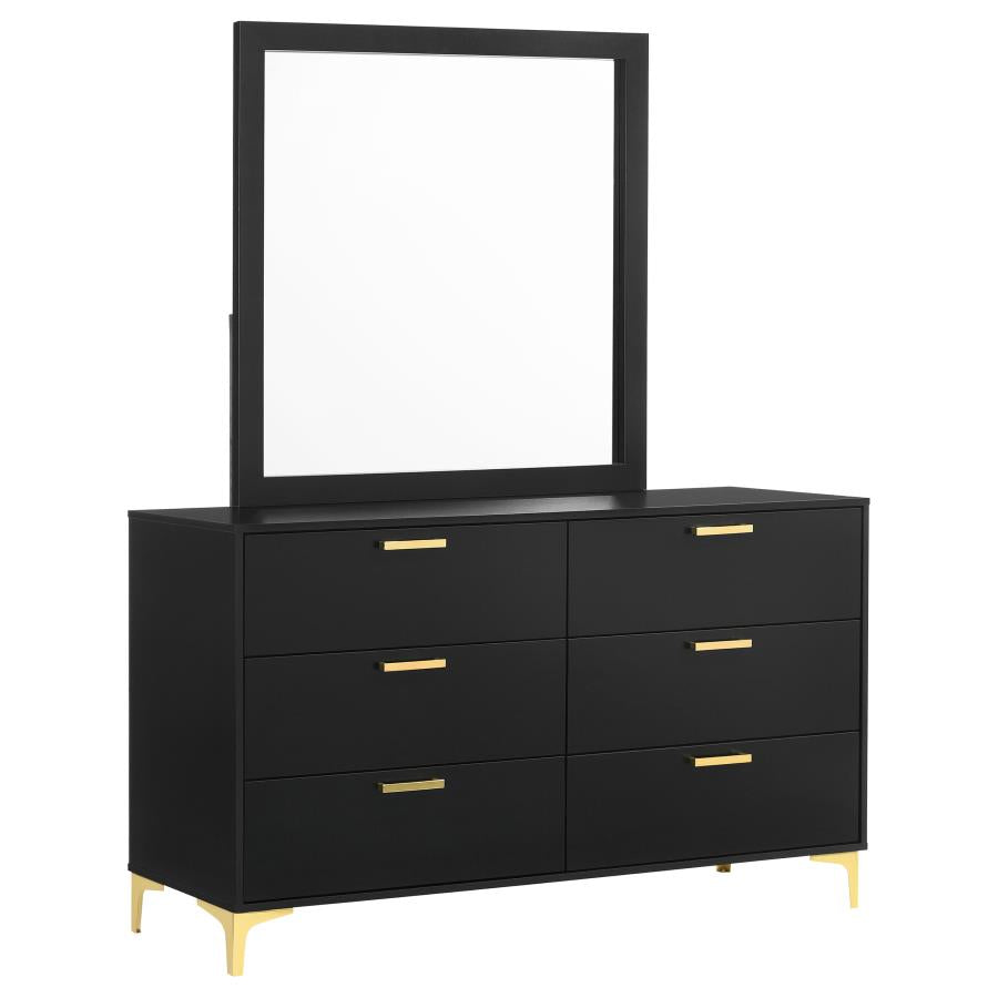 Kendall 6-drawer Dresser with Mirror Black-zoom-1