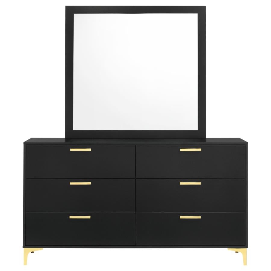 Kendall 6-drawer Dresser with Mirror Black-3