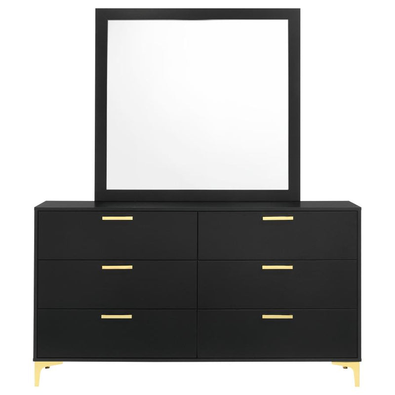 Kendall 6-drawer Dresser with Mirror Black-zoom-