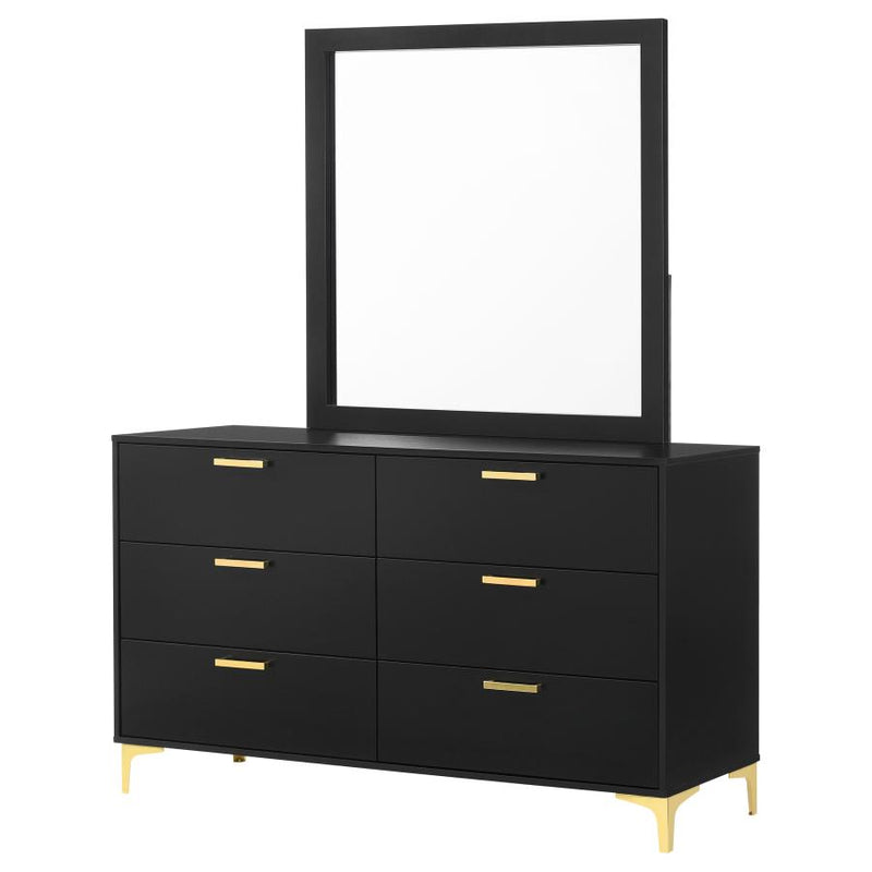 Kendall 6-drawer Dresser with Mirror Black-zoom-