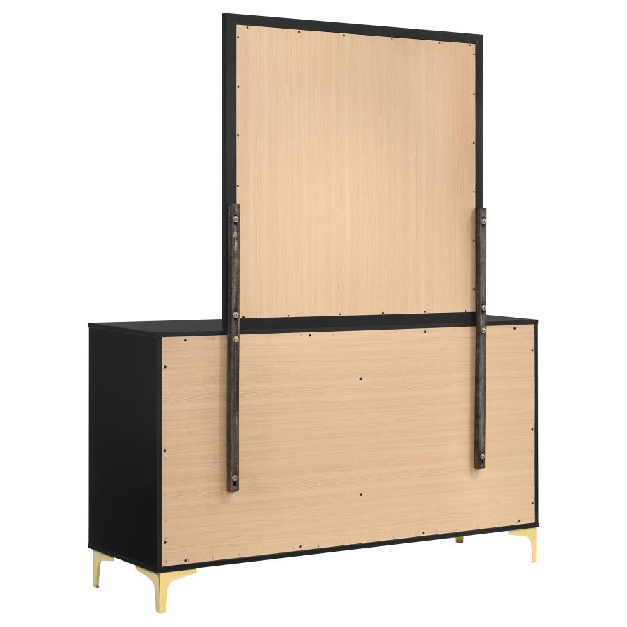 Kendall 6-drawer Dresser with Mirror Black-6