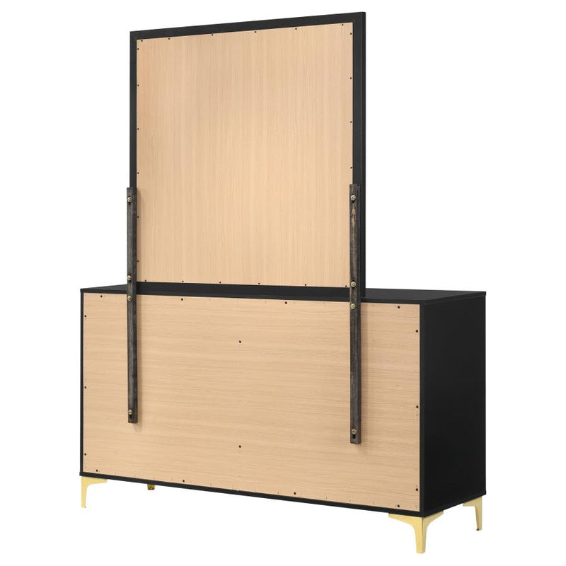 Kendall 6-drawer Dresser with Mirror Black-zoom-