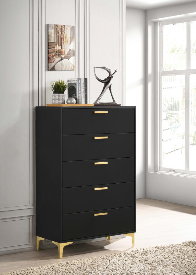 Kendall 5-drawer Bedroom Chest Black-zoom-