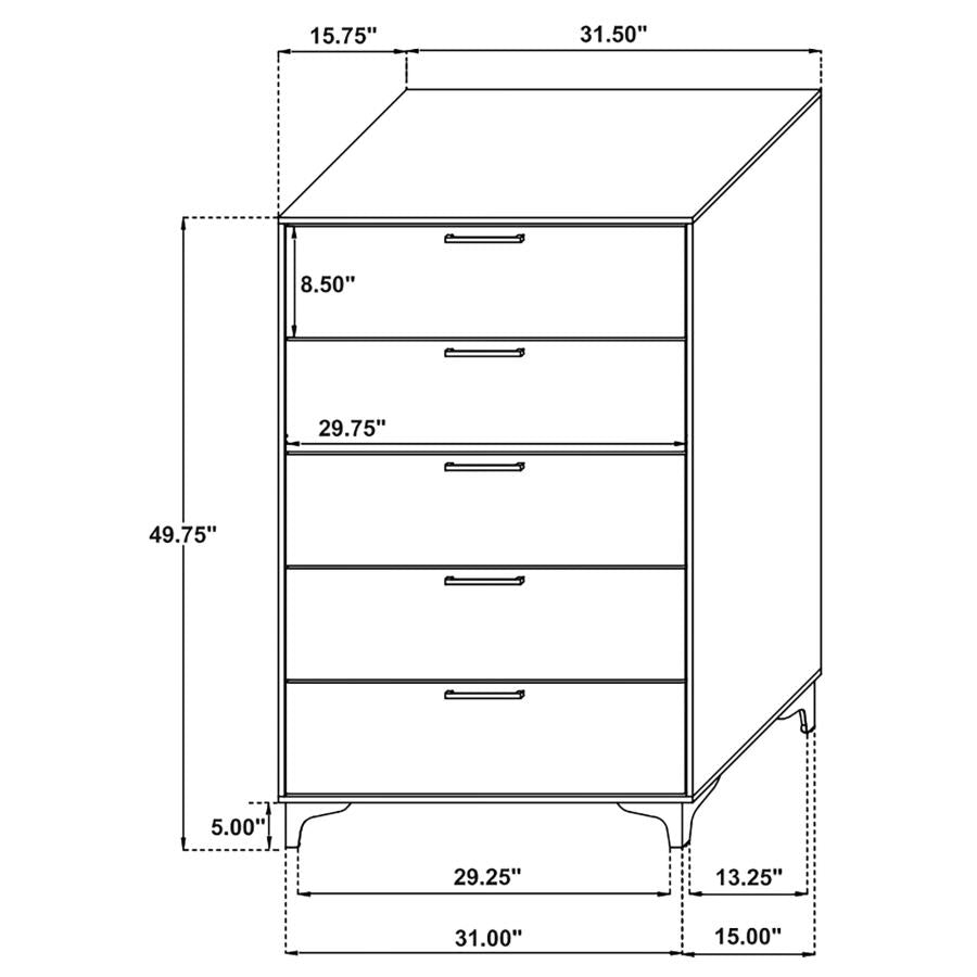 Kendall 5-drawer Bedroom Chest Black-zoom-8