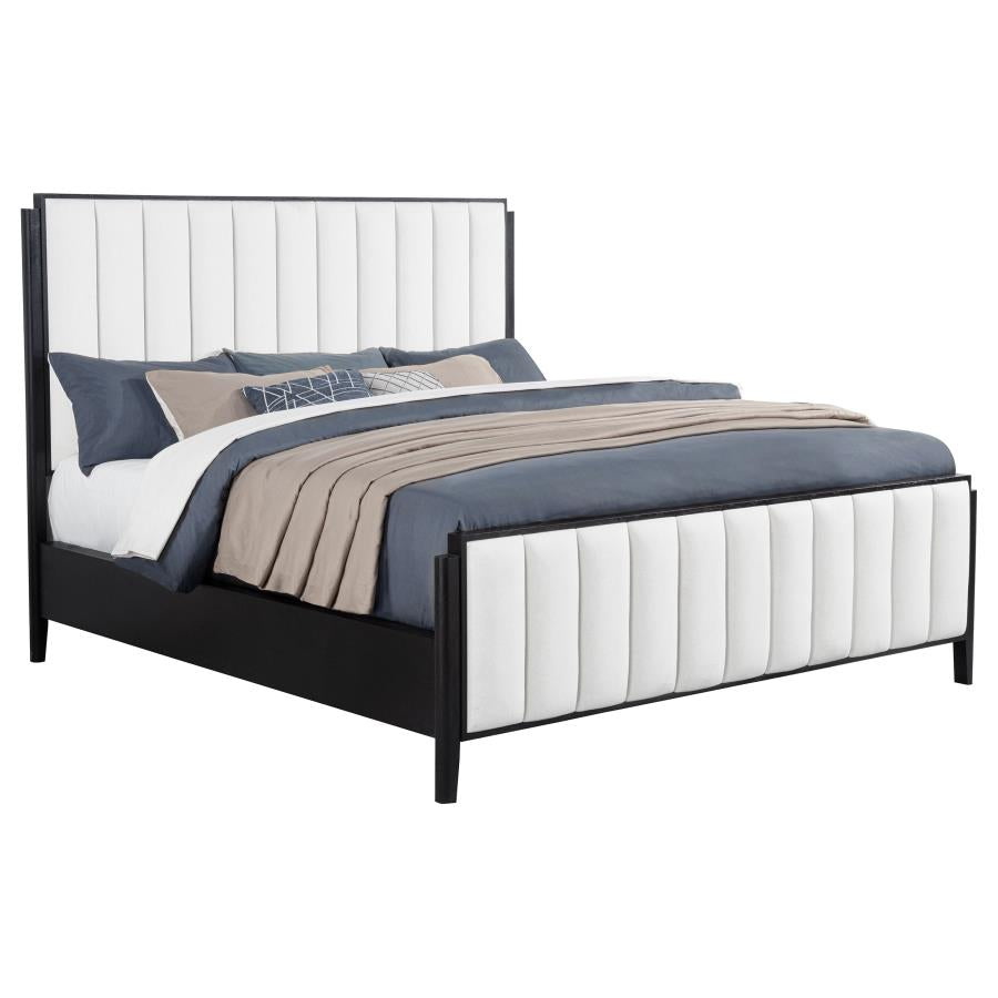 Brookmead 60-inch Upholstered California King Bed Black-zoom-3