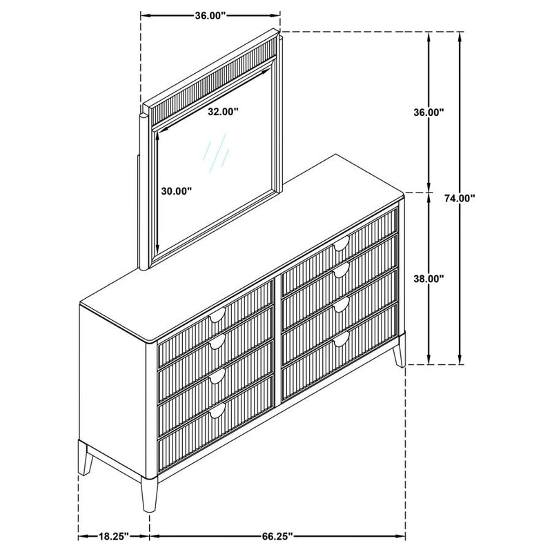 Brookmead 8-drawer Dresser with Mirror Black-zoom-