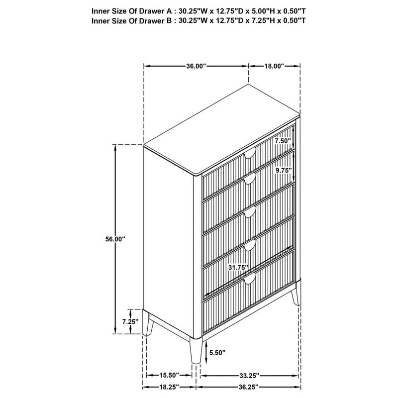 Brookmead 5-drawer Bedroom Chest Black-zoom-