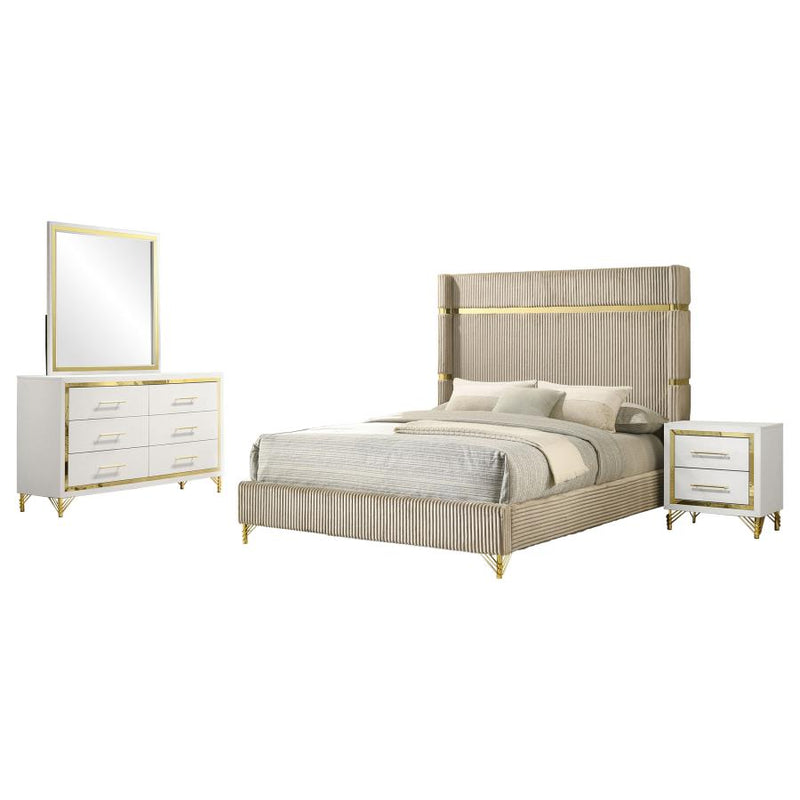 Lucia 4-piece Eastern King Bedroom Set Beige and White-zoom-