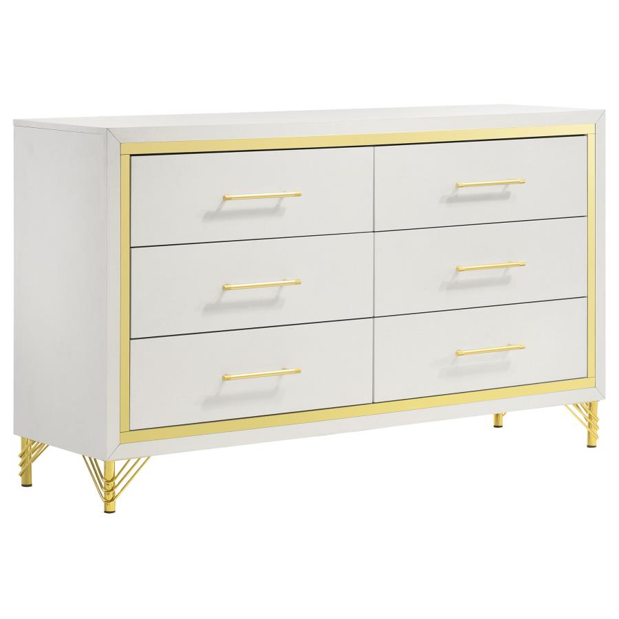 Lucia 4-piece Eastern King Bedroom Set Beige and White-8
