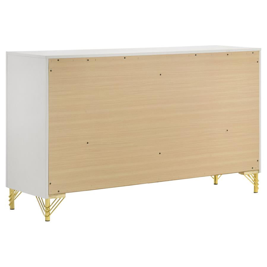 Lucia 4-piece Eastern King Bedroom Set Beige and White-10