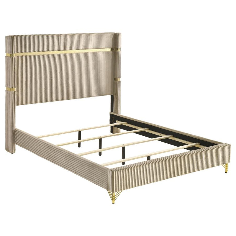 Lucia 61-inch Upholstered Eastern King Wingback Bed Beige-zoom-