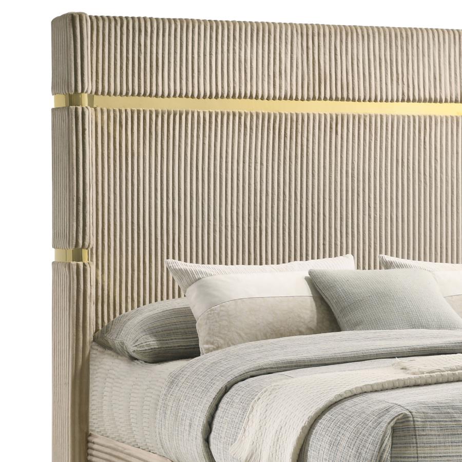 Lucia 61-inch Upholstered Eastern King Wingback Bed Beige-zoom-5