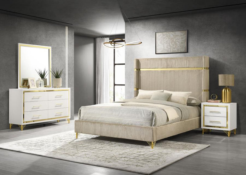 Lucia 4-piece Queen Bedroom Set Beige and White-zoom-