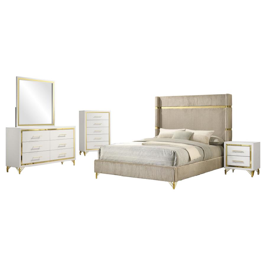 Lucia 5-piece Queen Bedroom Set Beige and White-zoom-2