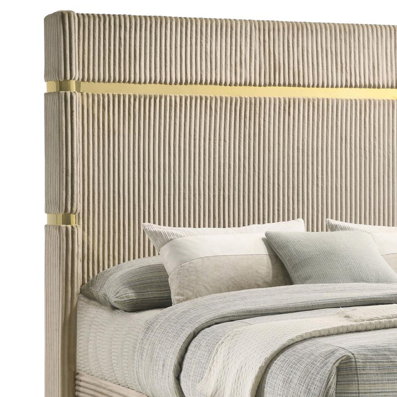 Lucia 61-inch Upholstered Queen Wingback Bed Beige-zoom-