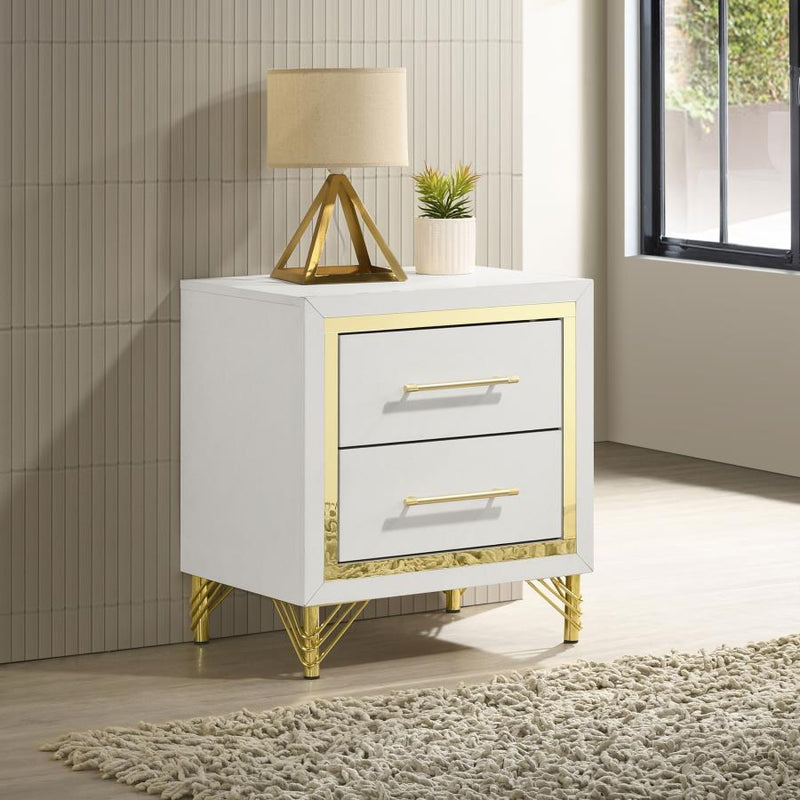 Lucia 2-drawer Nightstand Bedside Table White-zoom-